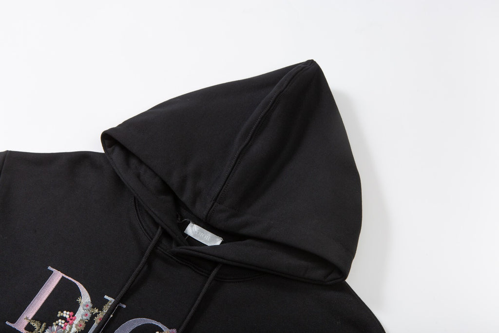 High-End Floral Letter Embroidery Hoodie – Custom Cotton | Unisex Oversize Fit