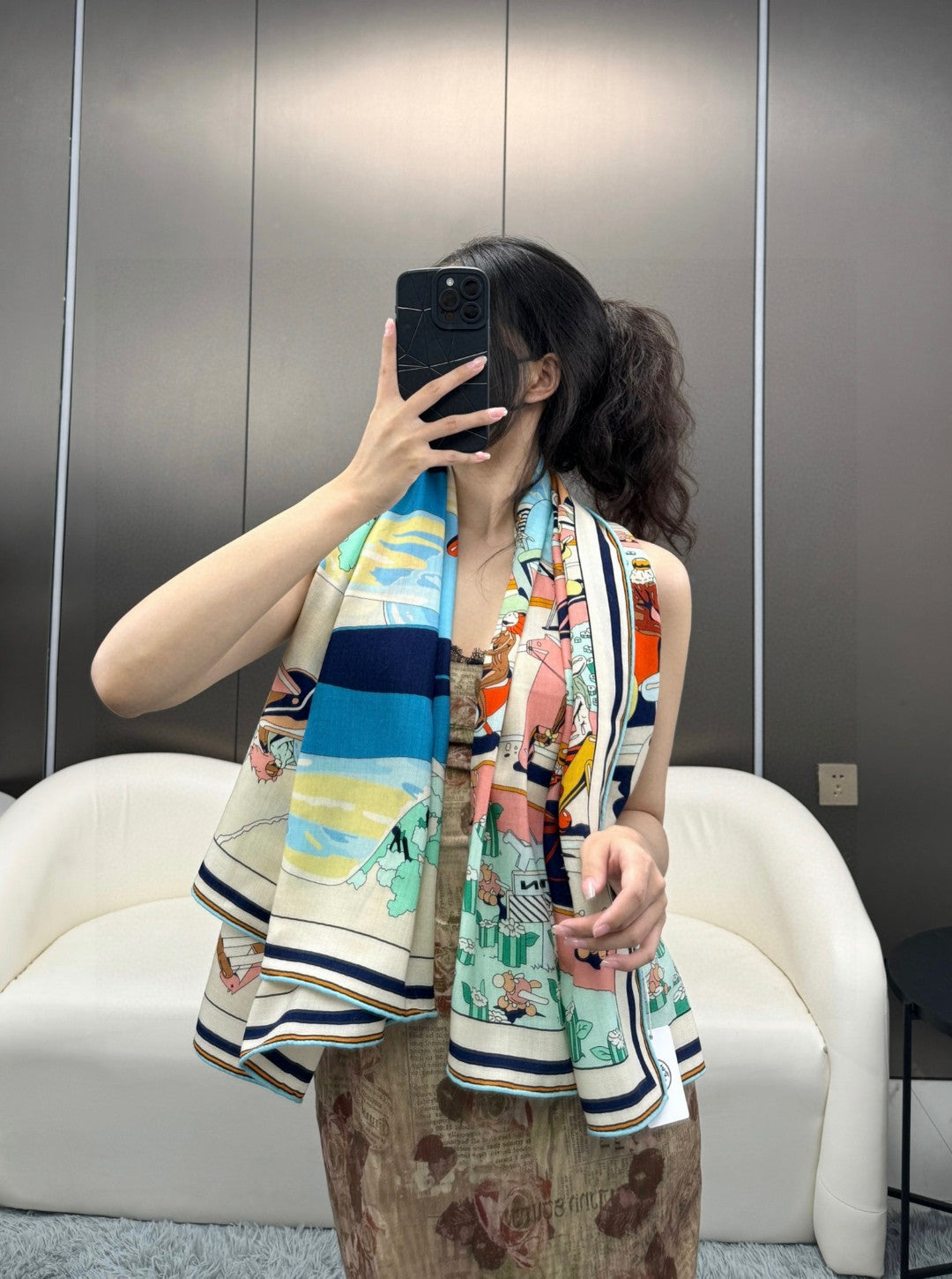 New Luxury Double-Sided Cashmere & Silk Square Scarf — 135 × 135 cm