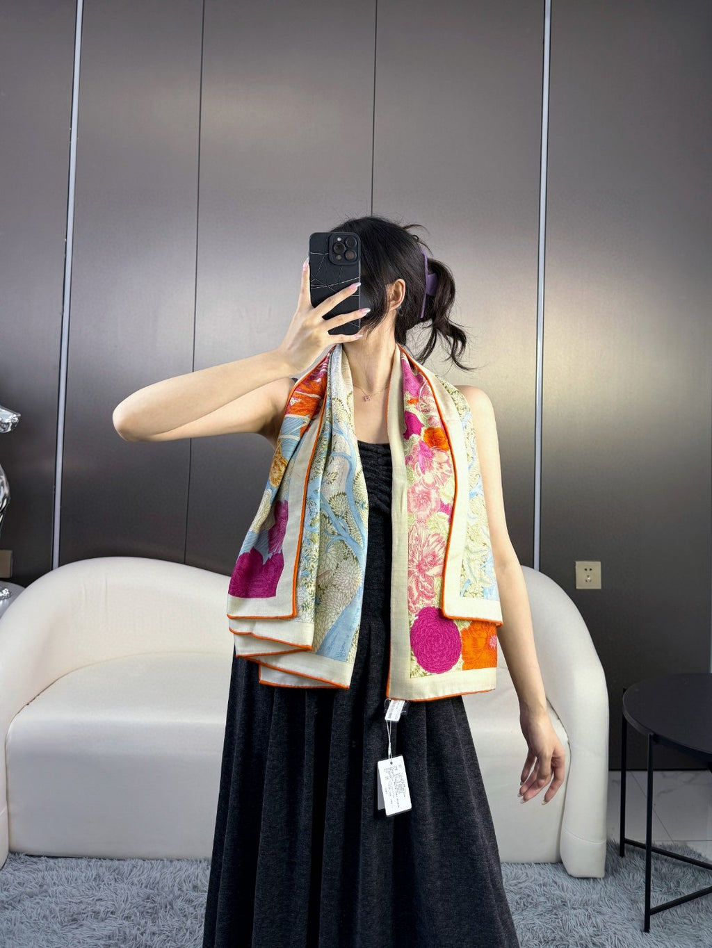 New Luxury Double-Sided Cashmere & Silk Square Scarf — 135 × 135 cm