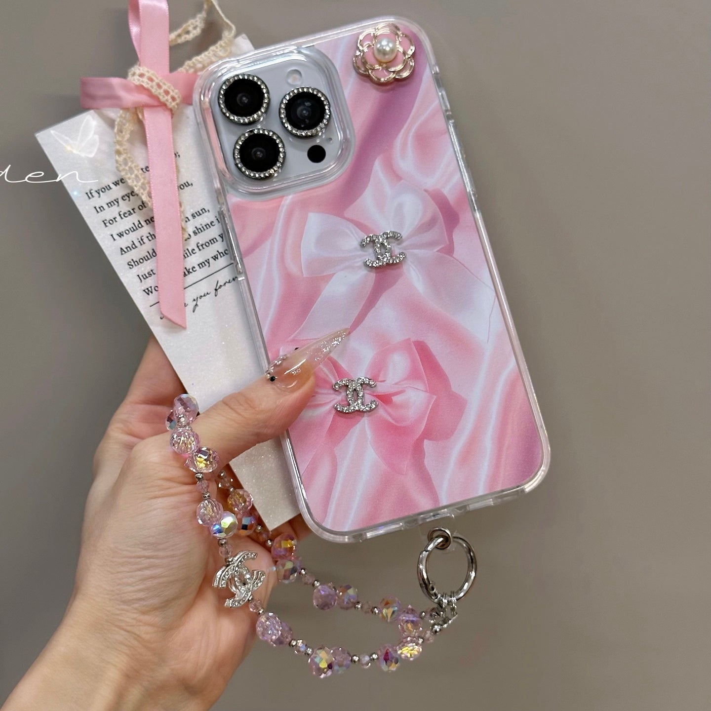 Sparkling Pink Bow Protective Case | High-Impact Acrylic