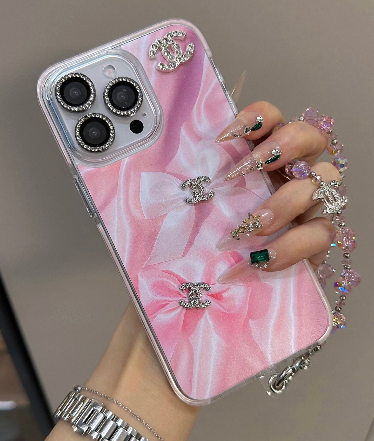 Sparkling Pink Bow Protective Case | High-Impact Acrylic