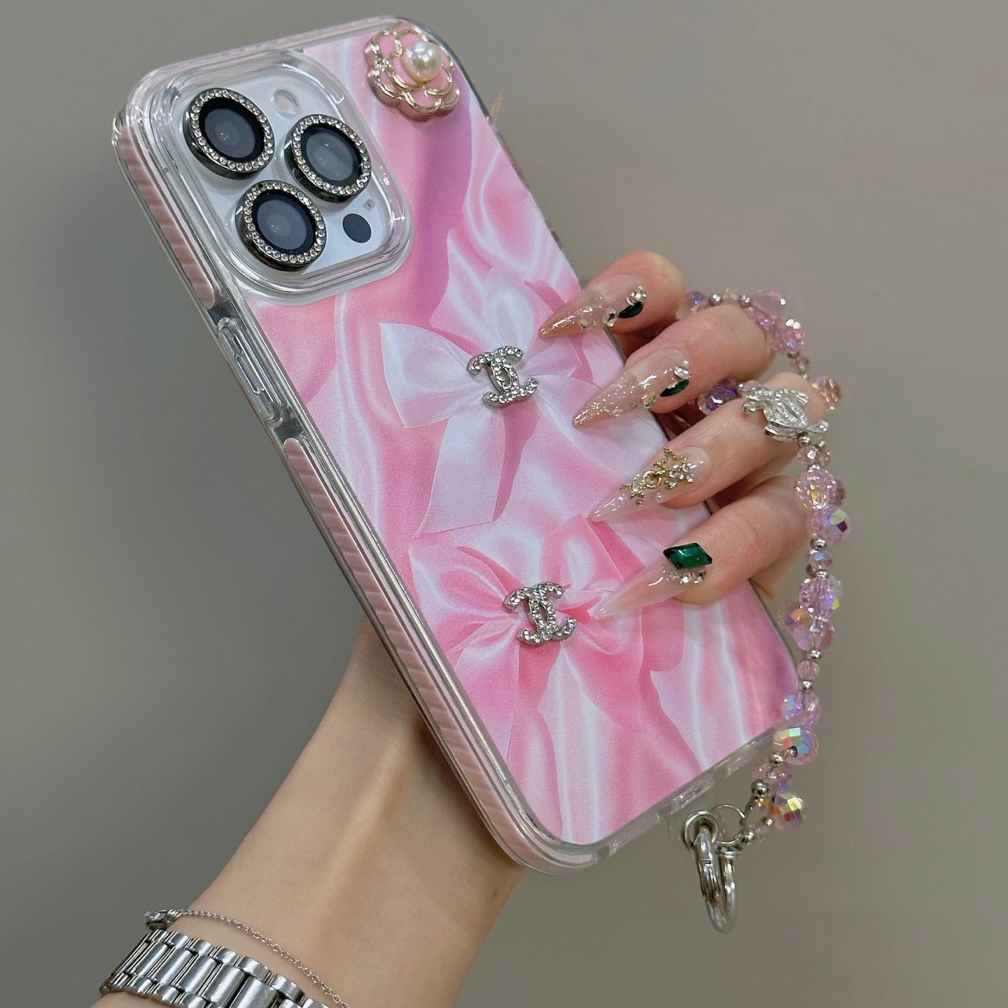 Sparkling Pink Bow Protective Case | High-Impact Acrylic