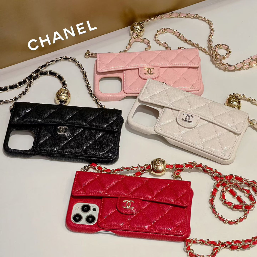 Quilted Leather Crossbody Phone Case | Chain Strap