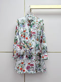 Early Spring Stand-Collar Floral Dress