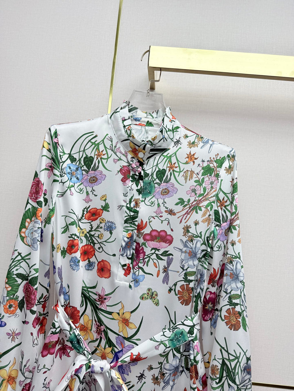 Early Spring Stand-Collar Floral Dress