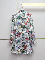 Early Spring Stand-Collar Floral Dress
