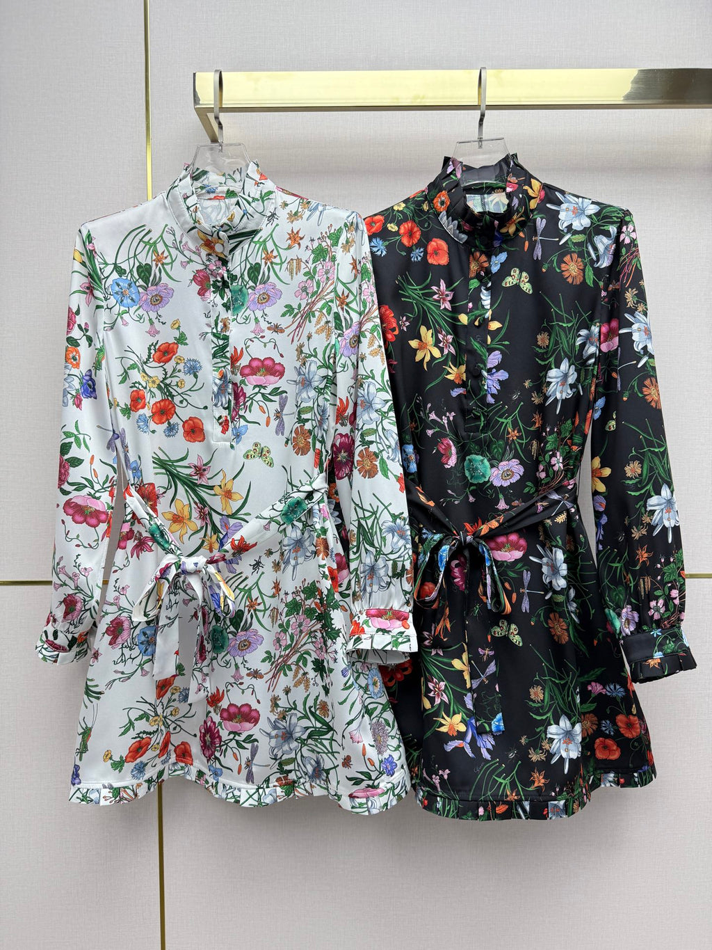 Early Spring Stand-Collar Floral Dress