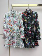 Early Spring Stand-Collar Floral Dress