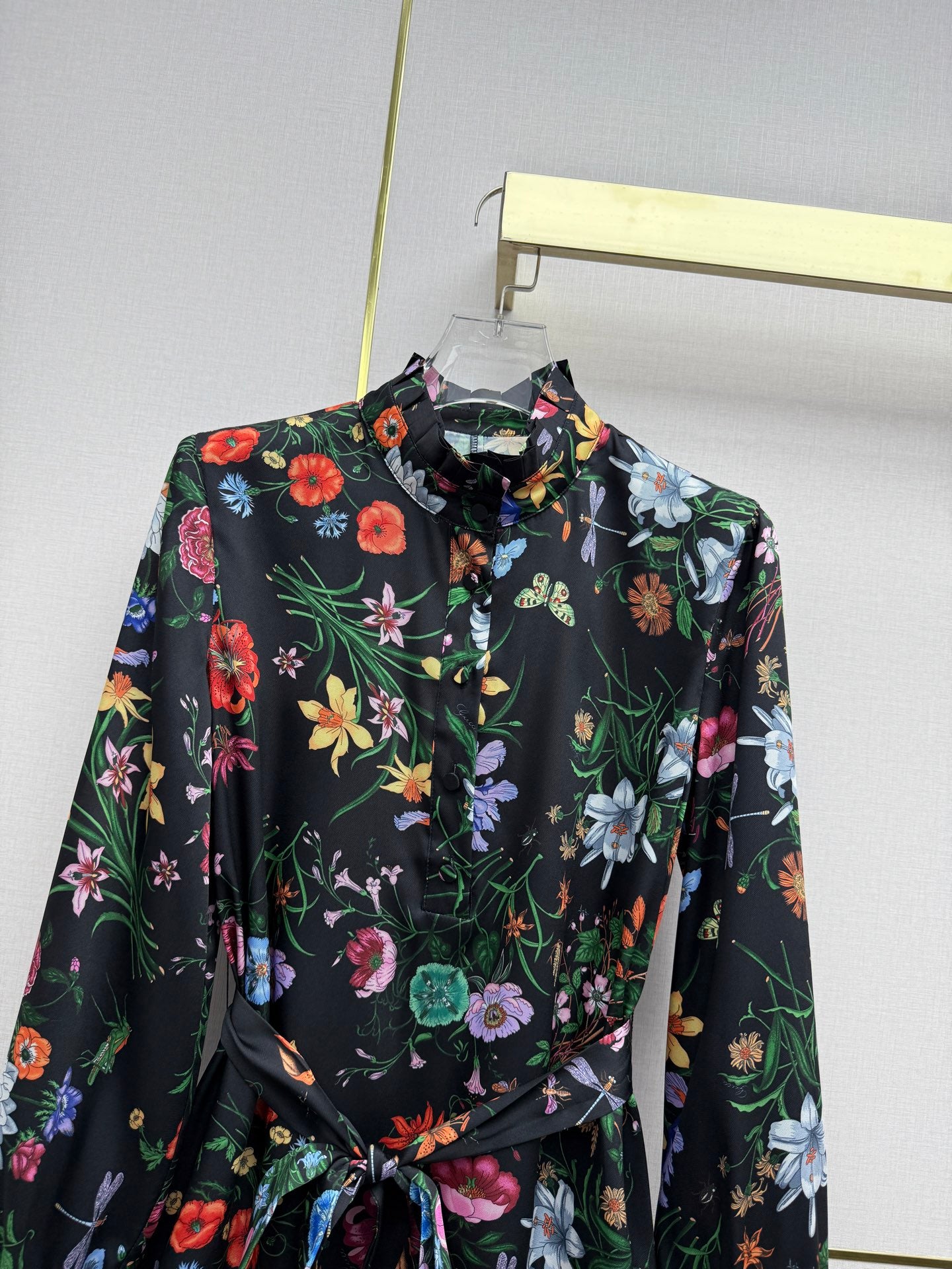 Early Spring Stand-Collar Floral Dress