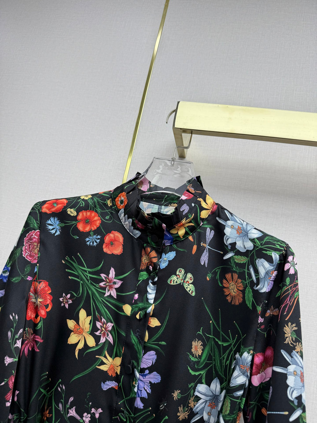 Early Spring Stand-Collar Floral Dress