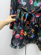 Early Spring Stand-Collar Floral Dress