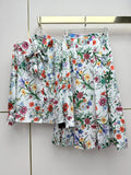 Floral Two-Piece Set – Vintage Shirt & Pleated Midi Skirt