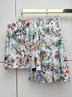 Floral Two-Piece Set – Vintage Shirt & Pleated Midi Skirt