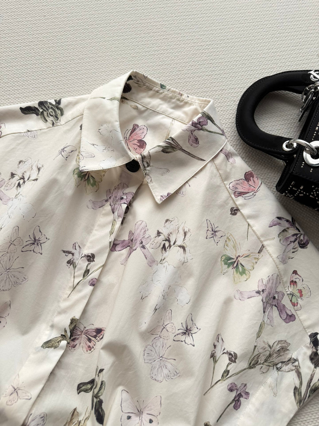 Elegant Butterfly Floral Shirt Dress