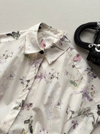 Elegant Butterfly Floral Shirt Dress