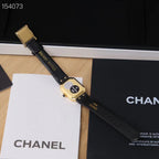 Premium Women’s Quartz Watch – Elegant Black & Gold Square Design