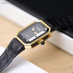 Premium Women’s Quartz Watch – Elegant Black & Gold Square Design