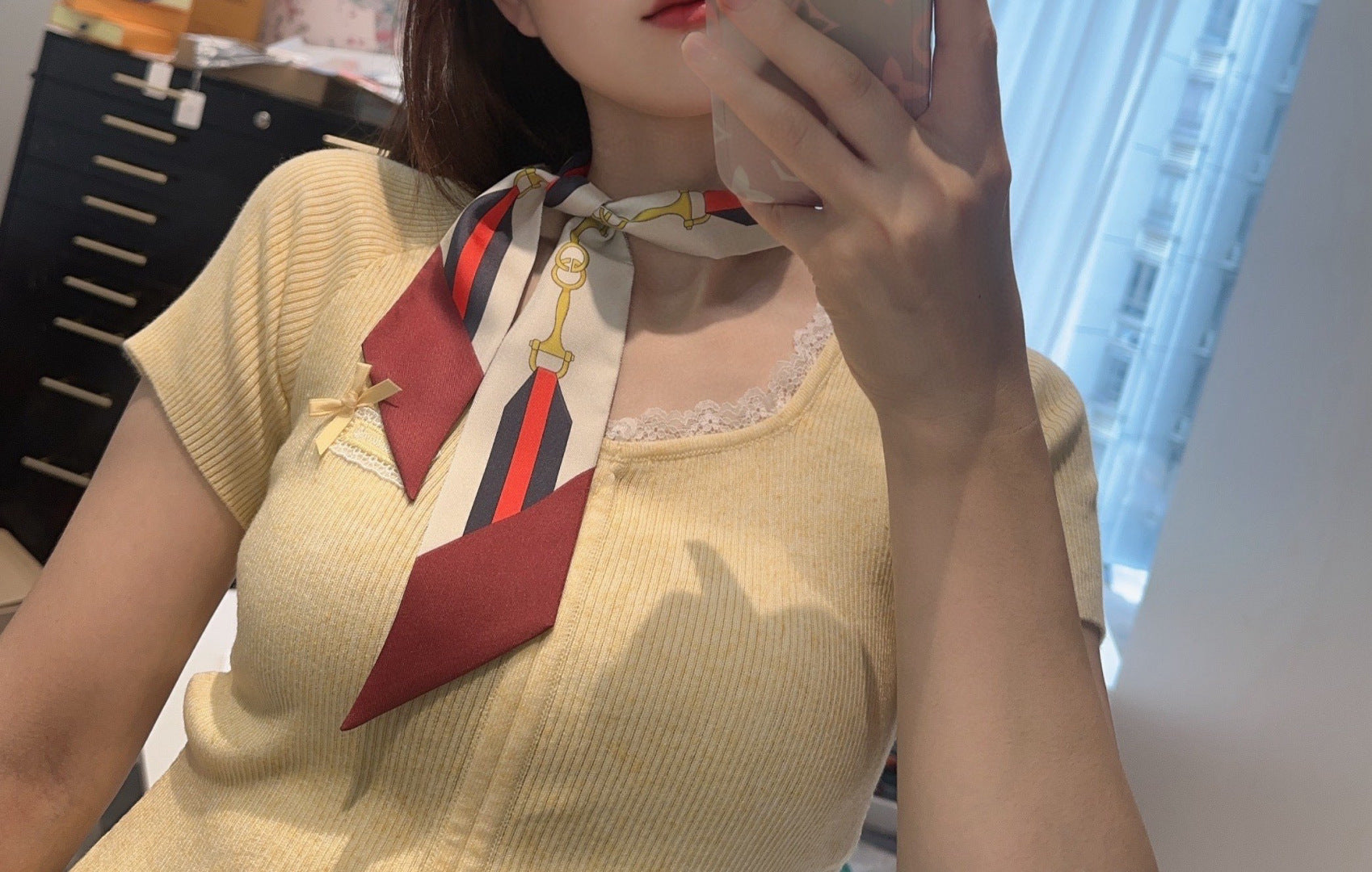 Premium Silk Twilly Scarf – Classic Letter Pattern