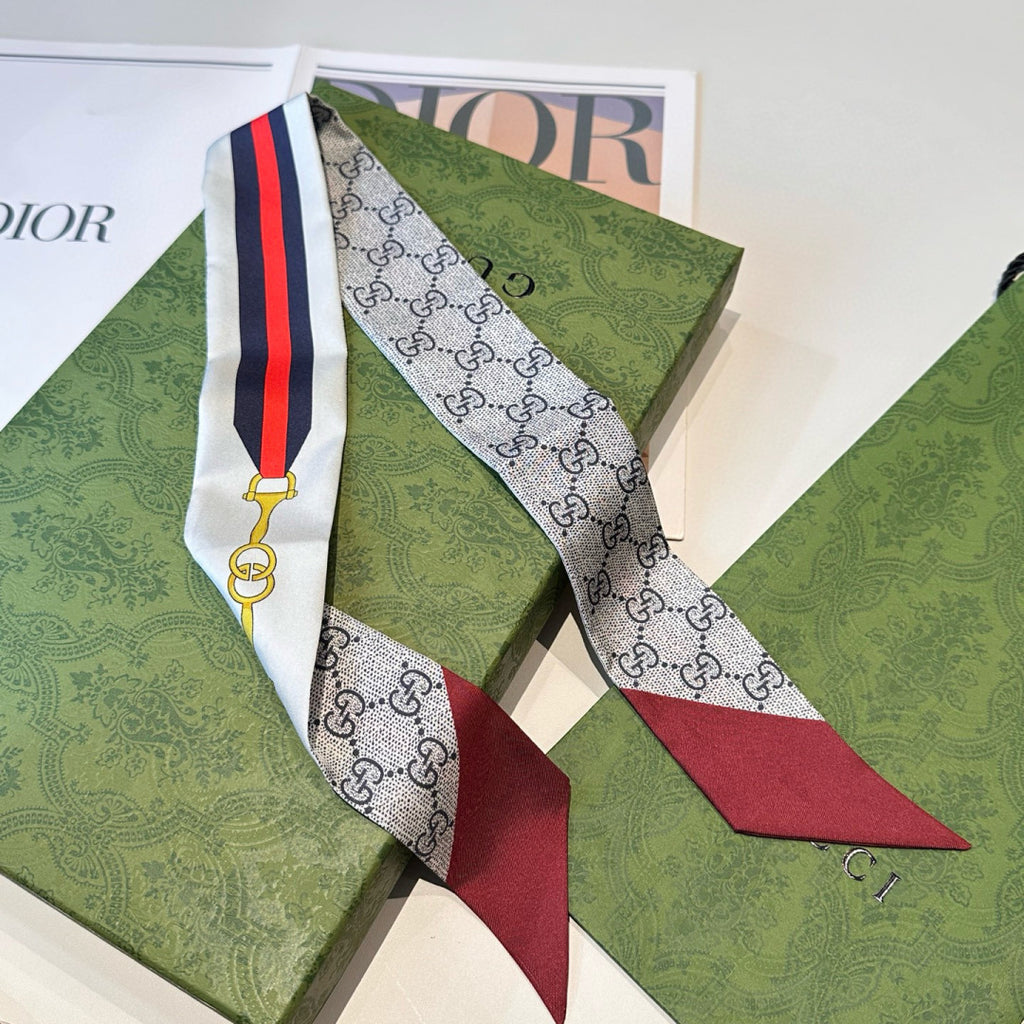 Premium Silk Twilly Scarf – Classic Letter Pattern