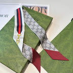 Premium Silk Twilly Scarf – Classic Letter Pattern