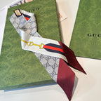 Premium Silk Twilly Scarf – Classic Letter Pattern