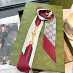 Premium Silk Twilly Scarf – Classic Letter Pattern
