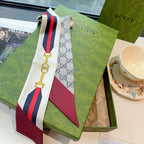 Premium Silk Twilly Scarf – Classic Letter Pattern