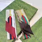 Premium Silk Twilly Scarf – Classic Letter Pattern