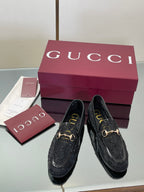 Crystal Embellished Patent Leather Loafers