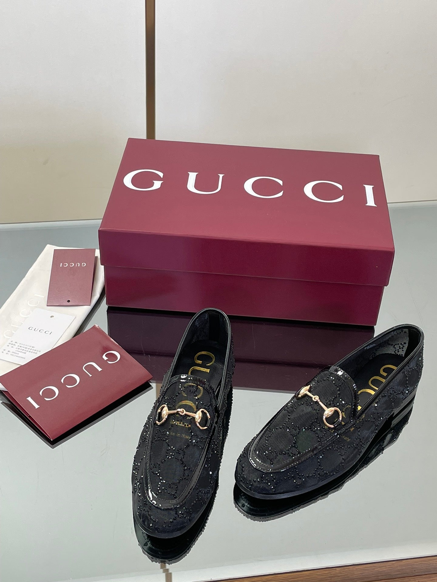 Crystal Embellished Patent Leather Loafers