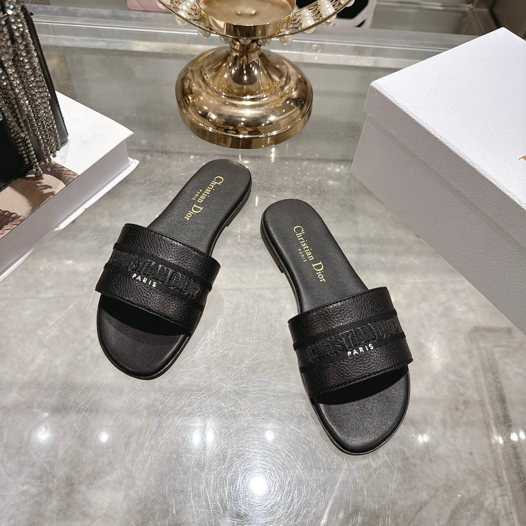 Luxury C*D Style Leather Slide Sandals