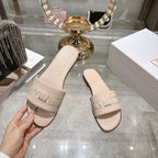 Luxury C*D Style Leather Slide Sandals
