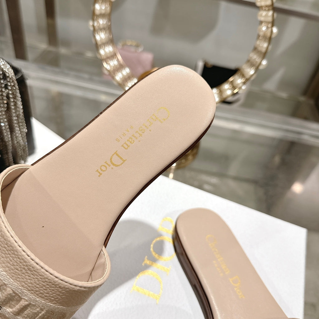 Luxury C*D Style Leather Slide Sandals