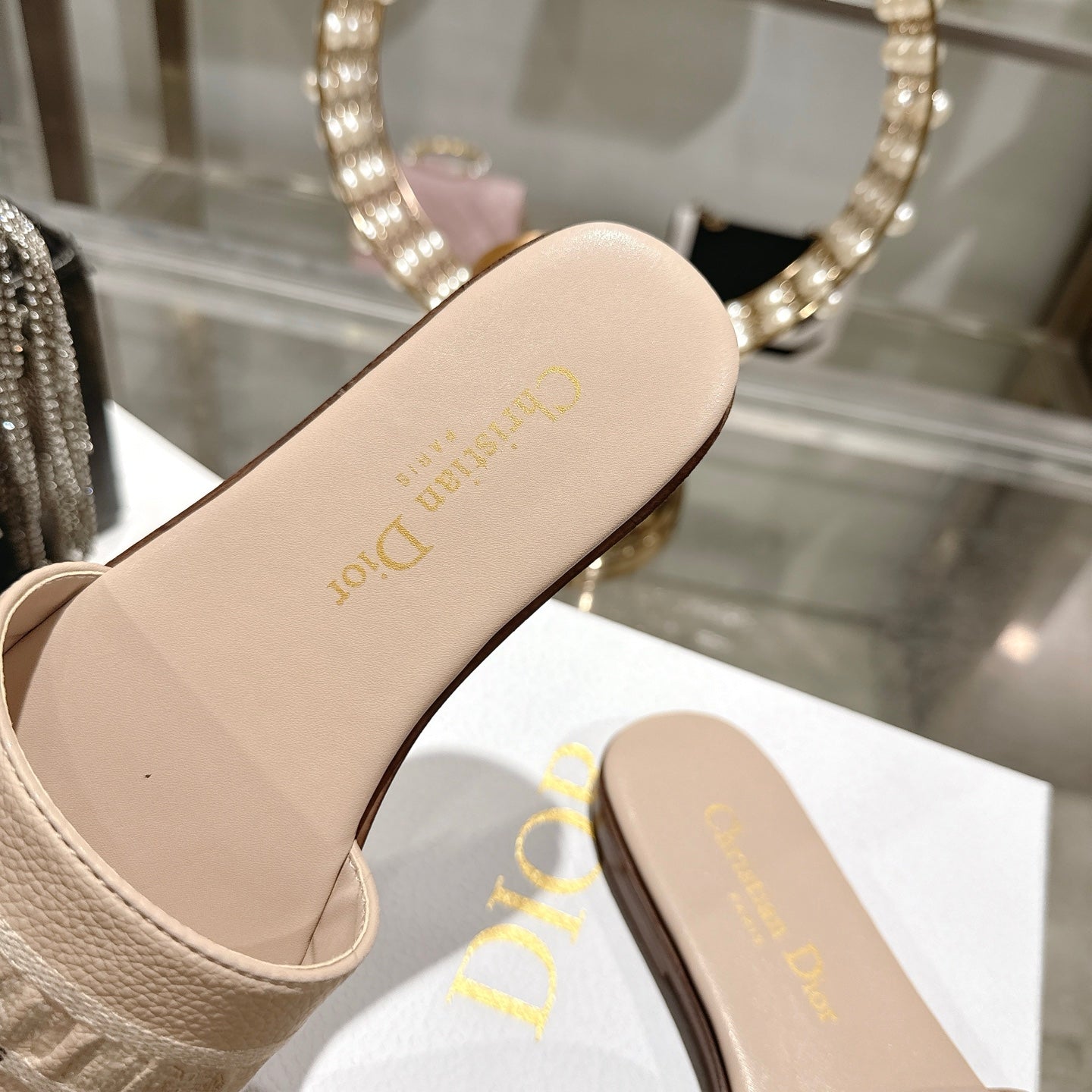 Luxury C*D Style Leather Slide Sandals