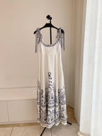 Floor-Length Linen Sundress with Tie Straps and Pockets