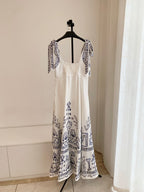 Floor-Length Linen Sundress with Tie Straps and Pockets