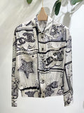 🆕 Pearl Print Silk Shirt – Luxurious Woven Texture – (Premium Quality )