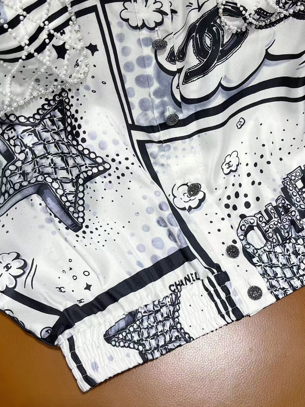 🆕 Pearl Print Silk Shirt – Luxurious Woven Texture – (Premium Quality )