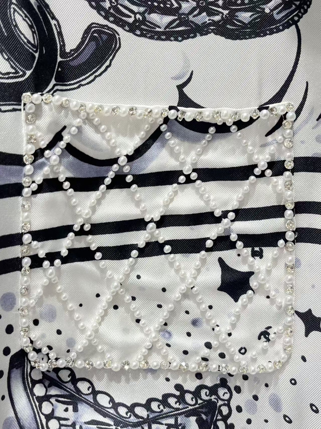 🆕 Pearl Print Silk Shirt – Luxurious Woven Texture – (Premium Quality )