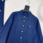 Classic Logo Embroidered Denim Set – Shirt & Straight Pants