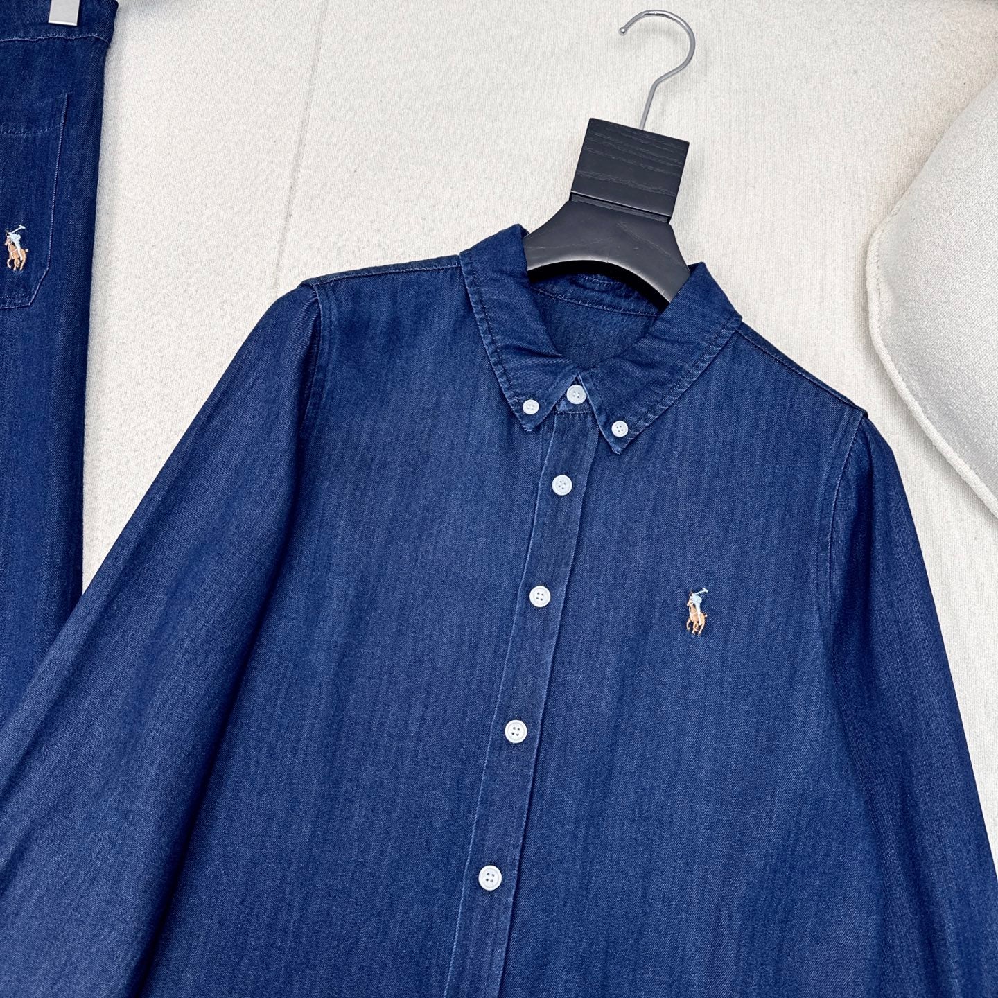 Classic Logo Embroidered Denim Set – Shirt & Straight Pants