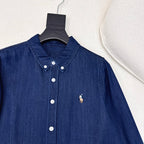 Classic Logo Embroidered Denim Set – Shirt & Straight Pants