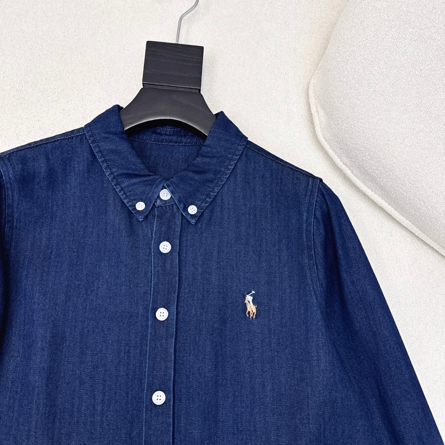 Classic Logo Embroidered Denim Set – Shirt & Straight Pants