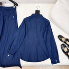 Classic Logo Embroidered Denim Set – Shirt & Straight Pants