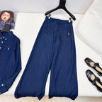 Classic Logo Embroidered Denim Set – Shirt & Straight Pants