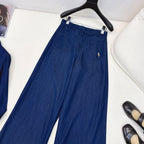 Classic Logo Embroidered Denim Set – Shirt & Straight Pants