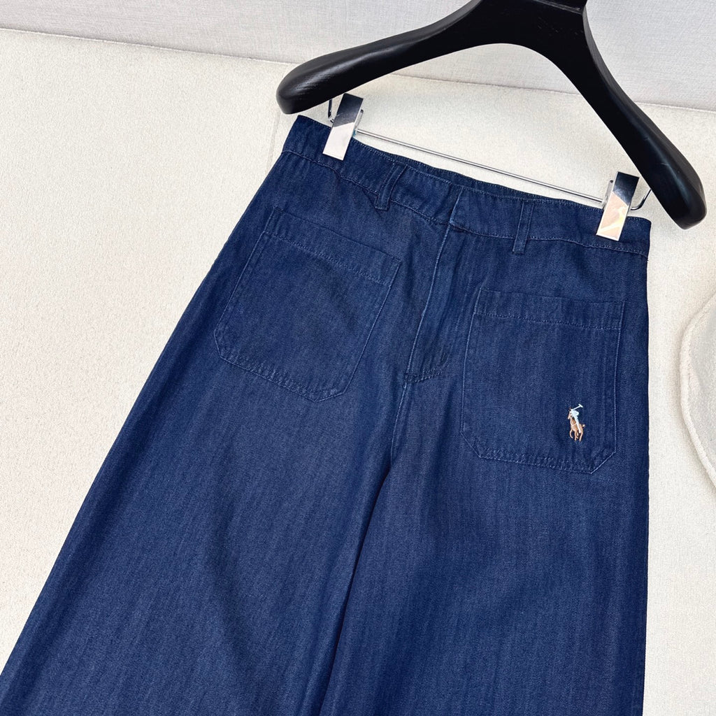 Classic Logo Embroidered Denim Set – Shirt & Straight Pants