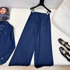 Classic Logo Embroidered Denim Set – Shirt & Straight Pants