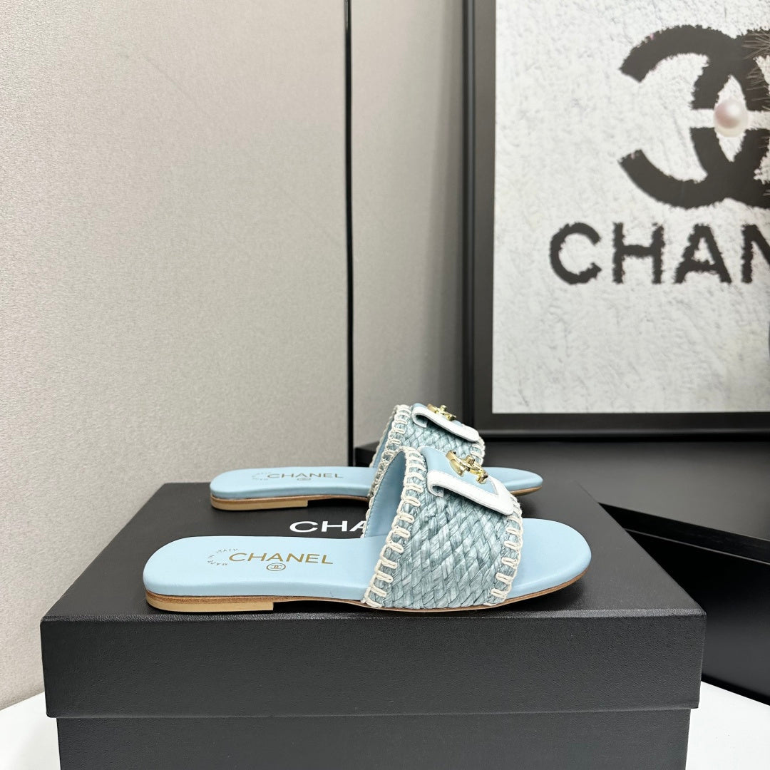 Woven Satin Cross-Strap Slides