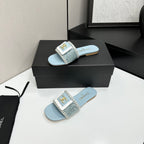 Woven Satin Cross-Strap Slides